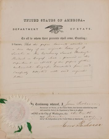 Lot #86 James Buchanan Document Signed - Image 1