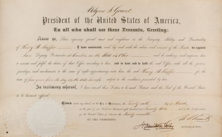 Lot #39 U. S. Grant Document Signed as President - Image 1