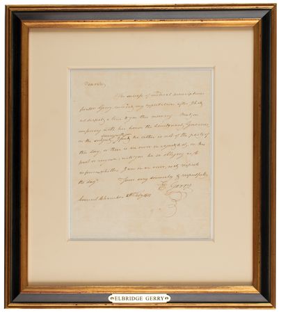 Lot #383 Elbridge Gerry Autograph Letter Signed - Image 2