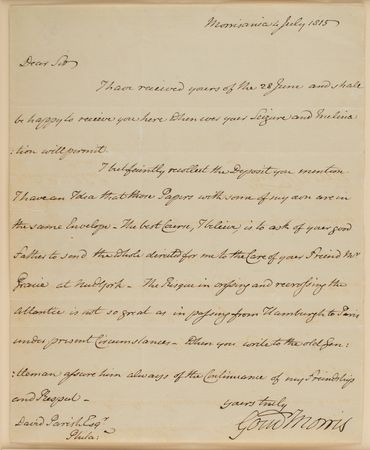 Lot #445 Gouverneur Morris Autograph Letter Signed
