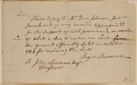 Lot #479 Roger Sherman Autograph Document Signed