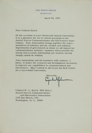 Lot #161 Lyndon B. Johnson: LBJ recognizes the importance of cutting-edge 