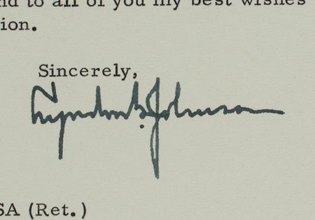 Lot #161 Lyndon B. Johnson: LBJ recognizes the importance of cutting-edge 