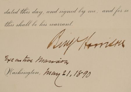 Lot #143 Benjamin Harrison: President Harrison proclaims an act 