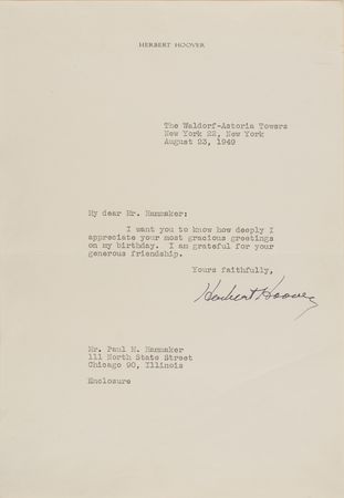 Lot #156 Herbert Hoover Signed Photograph and Typed Letter Signed - Image 1