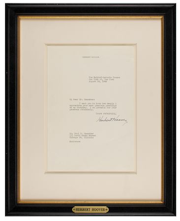 Lot #156 Herbert Hoover Signed Photograph and Typed Letter Signed - Image 2