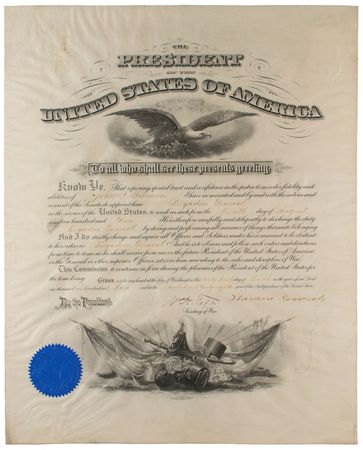 Lot #50 Theodore Roosevelt and William H. Taft Document Signed as President and Secretary of War - Image 1