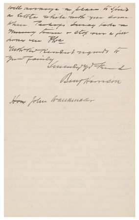 Lot #144 Benjamin Harrison Autograph Letter Signed - Image 2