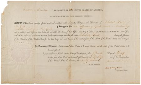 Lot #12 James Monroe and John Quincy Adams Document Signed as President and Secretary of State - Image 1