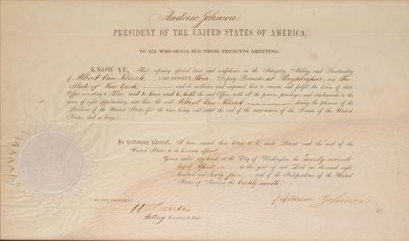 Lot #38 Andrew Johnson Document Signed as President - Image 1