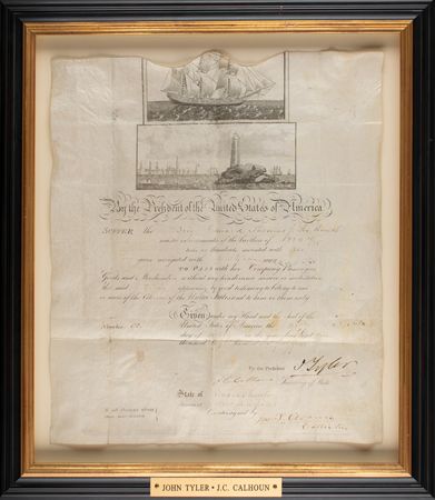 Lot #28 John Tyler and John C. Calhoun Document Signed as President and Secretary of State - Image 1
