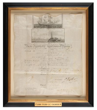 Lot #28 John Tyler and John C. Calhoun Document Signed as President and Secretary of State - Image 2