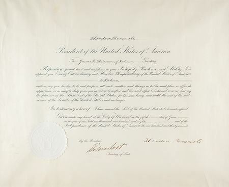 Lot #49 Theodore Roosevelt Document Signed as President - Image 2