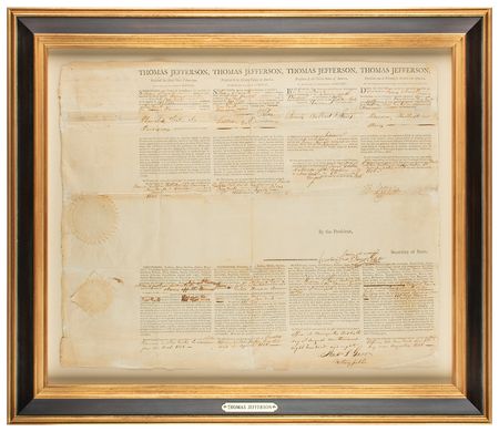 Lot #9 Thomas Jefferson and James Madison Document Signed as President and Secretary of State - Image 1