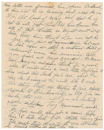 Lot #329 Wyatt Earp-dictated Letter Penned by His Wife, Josie - Image 2