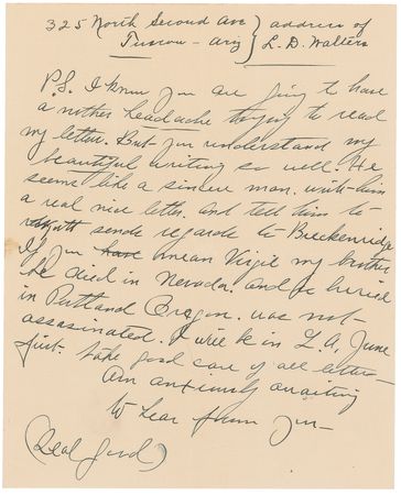 Lot #329 Wyatt Earp-dictated Letter Penned by His Wife, Josie - Image 3