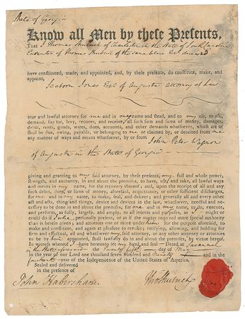 Lot #391 John Habersham Document Signed