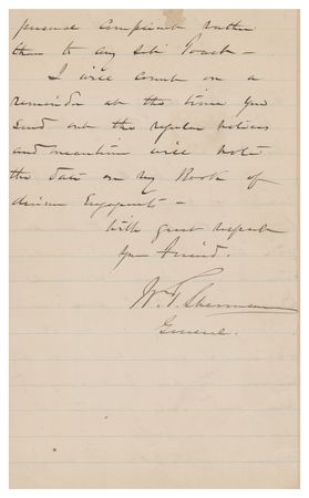 Lot #607 William T. Sherman Autograph Letter Signed - Image 1