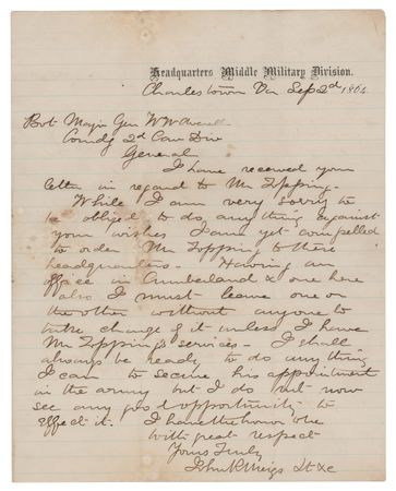 Lot #570 John Rodgers Meigs Autograph Letter