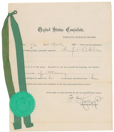 Lot #283 Sanford B. Dole Document Signed - Image 4