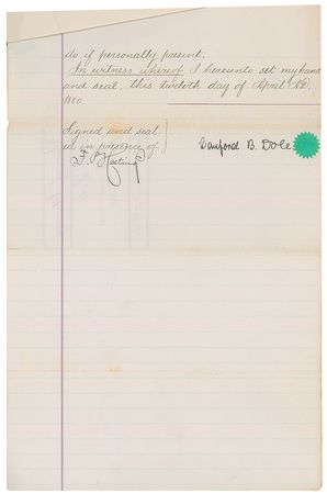 Lot #283 Sanford B. Dole Document Signed - Image 1