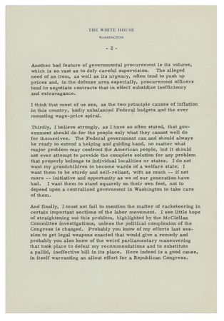 Lot #65 Dwight D. Eisenhower Typed Letter Signed as President on His Administration Accomplishments - Image 2