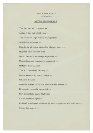 Lot #65 Dwight D. Eisenhower Typed Letter Signed as President on His Administration Accomplishments - Image 4