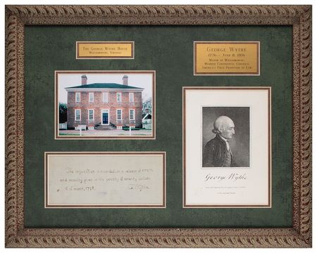 Lot #281 George Wythe Autograph Document Signed - Image 1