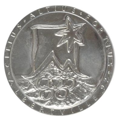 Lot #6138 Albertville 1992 Winter Chrome-Plated Steel Olympics Participation Medal - Image 1