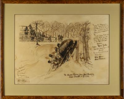 Lot #6028 Lake Placid 1932 Winter Olympics: Max Ludwig Original Sketch Signed - Image 1