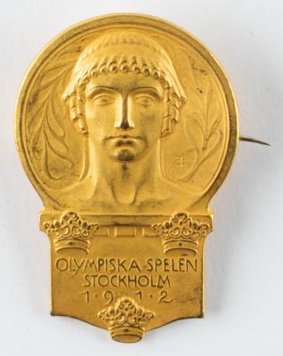 Lot #6013 Stockholm 1912 Olympics Gilt Silver Badge - Image 1