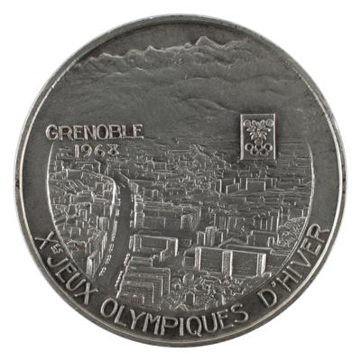 Lot #6077 Grenoble 1968 Winter Olympics Silvered Participation Medal - Image 2