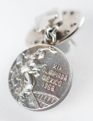 Lot #6081 Mexico City 1968 Summer Olympics Silver Medal Equestrian Winner's Pin - Image 1