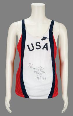 Lot #6098 Edwin Moses Signed Team USA Singlet - Image 1