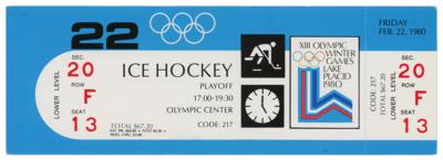 Lot #6104 Lake Placid 1980 Winter Olympics 'Miracle on Ice' Ticket - Image 1