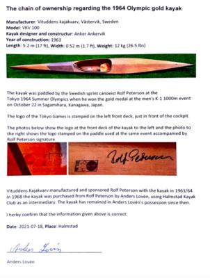 Lot #6070 Tokyo 1964 Summer Olympics Kayak Paddled by Gold Medalist Rolf Peterson - Image 11