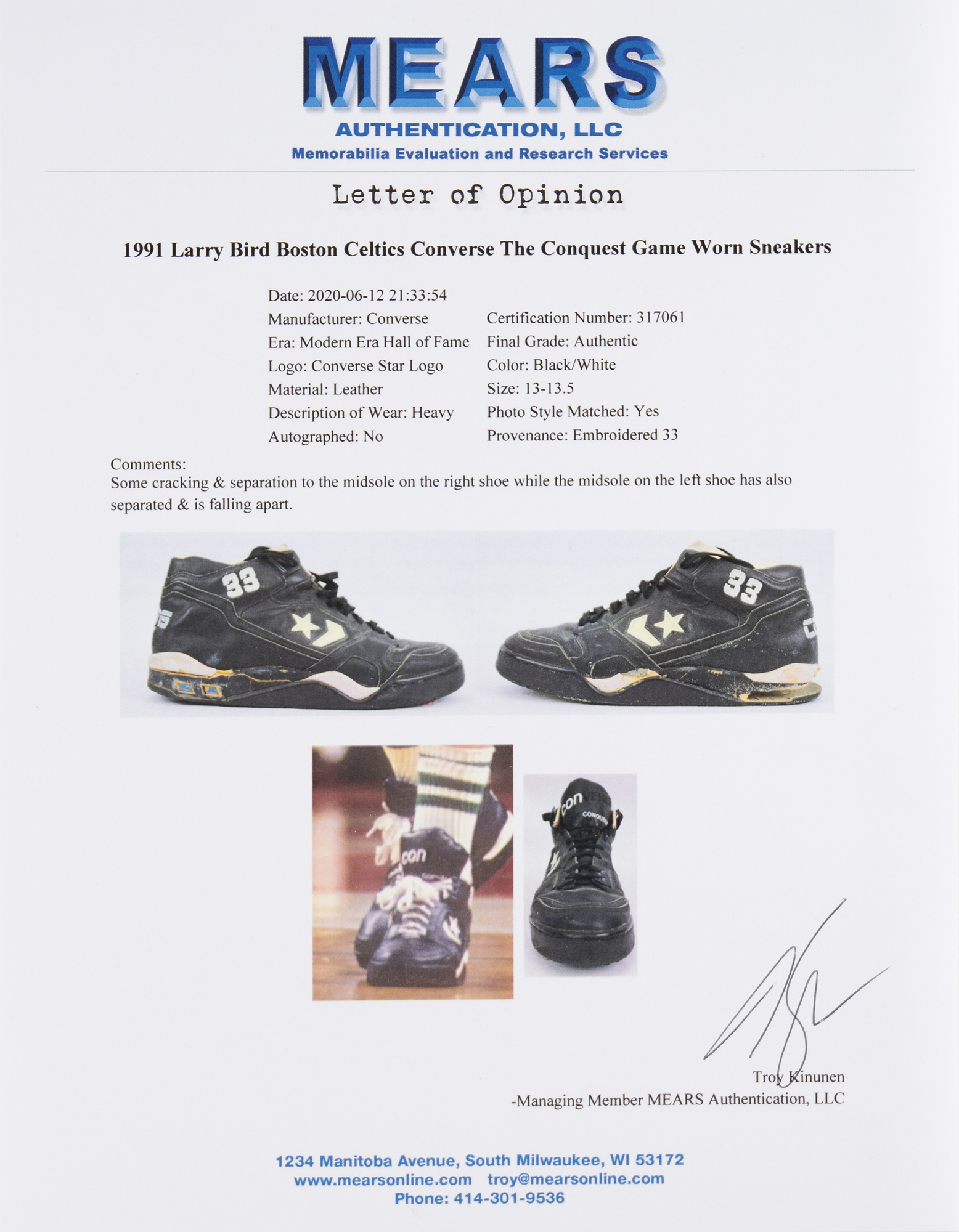 Larry Bird Game-Worn Converse Conquest Sneakers Game-Worn Sneakers