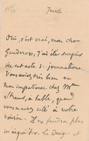 Lot #476 Edgar Degas Autograph Letter Signed - Image 2