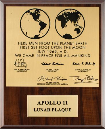 Lot #414 Buzz Aldrin Signed Lunar Plaque - Image 1