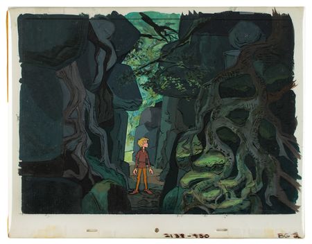 Lot #531 Wart preproduction cel and preliminary background setup from The Sword in the Stone - Image 2