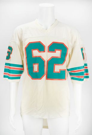 Lot #876 Jim Langer Game-Used Miami Dolphins Road Jersey - Image 1