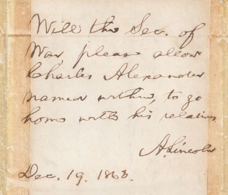 Lot #25 Abraham Lincoln: President Lincoln grants a captured and dying Confederate prisoner of war to 