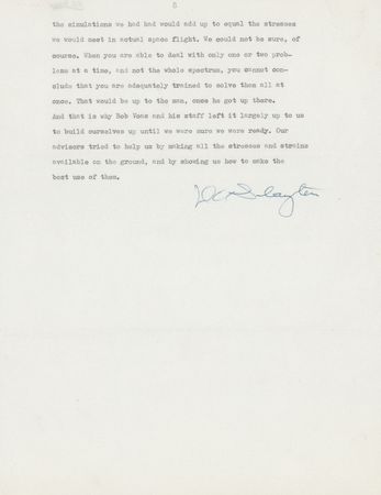 Lot #465 Deke Slayton Signed Typescript Souvenir - Image 2
