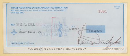 Lot #784 Sammy Davis, Jr. Signed Check - Image 2
