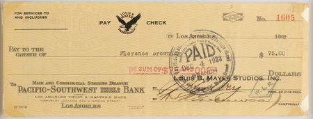 Lot #850 Irving Thalberg Signed Check - Image 1