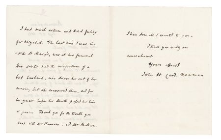 Lot #308 John H. Cardinal Newman Autograph Letter Signed - Image 2