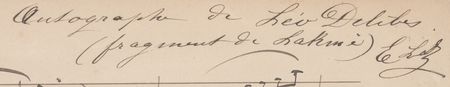 Lot #627 Leo Delibes Autograph Musical Quotation - Image 2