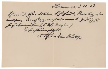 Lot #380 Paul von Hindenburg Autograph Letter Signed - Image 1