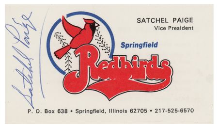 Lot #980. Satchel Paige Signed Business Card