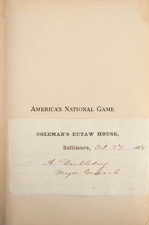 Lot #889 Albert G. Spalding and Abner Doubleday Signed First Edition of America's National Game - Image 5